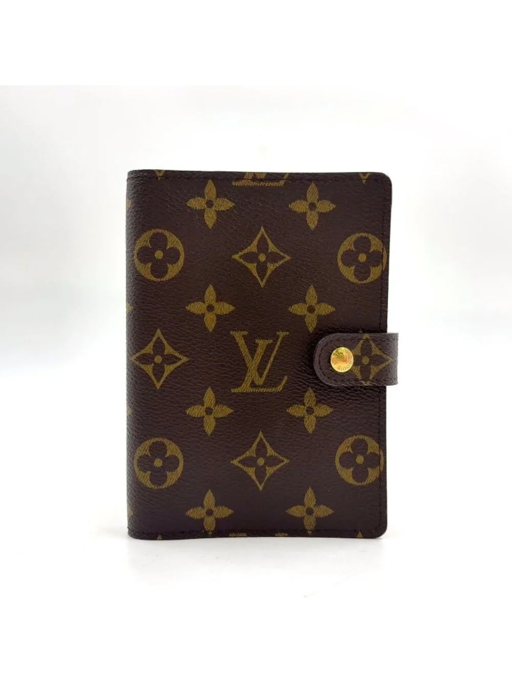 Louis Vuitton Agenda PM Monogram Leather Brown Pocket Bookcover Gold